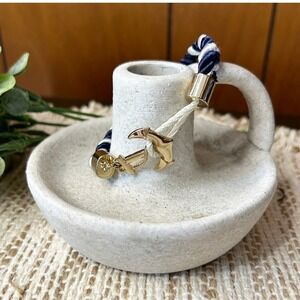 Blue, White, and Gold Nautical Knot Bracelet with Anchor‎ Clasp